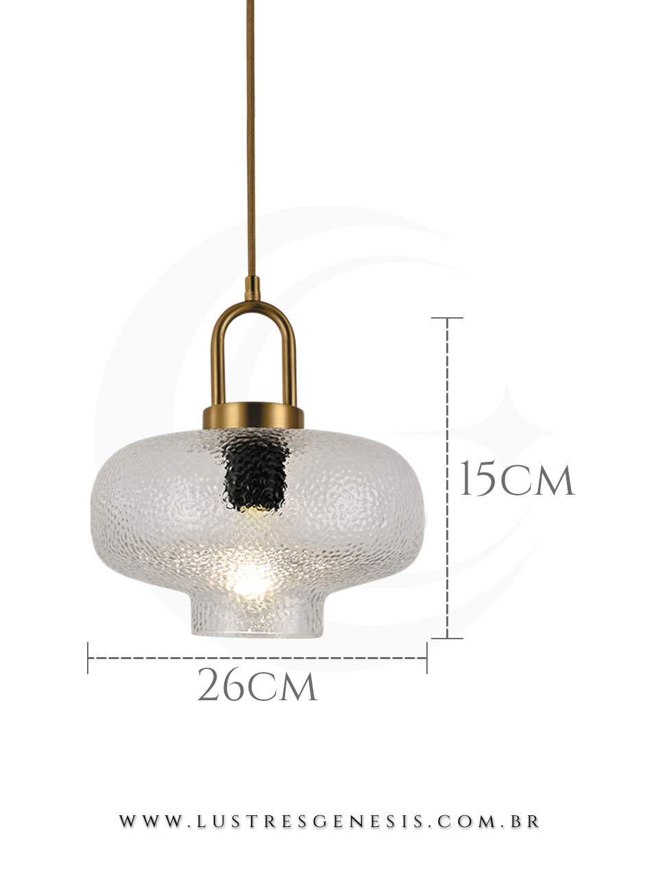A Luminaria Pendente com acabamento em metal bronze e cupula de vidro transparente e ideal para renovar seu ambiente.